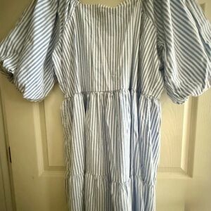 beachlunchlounge Blue and White Striped Dress